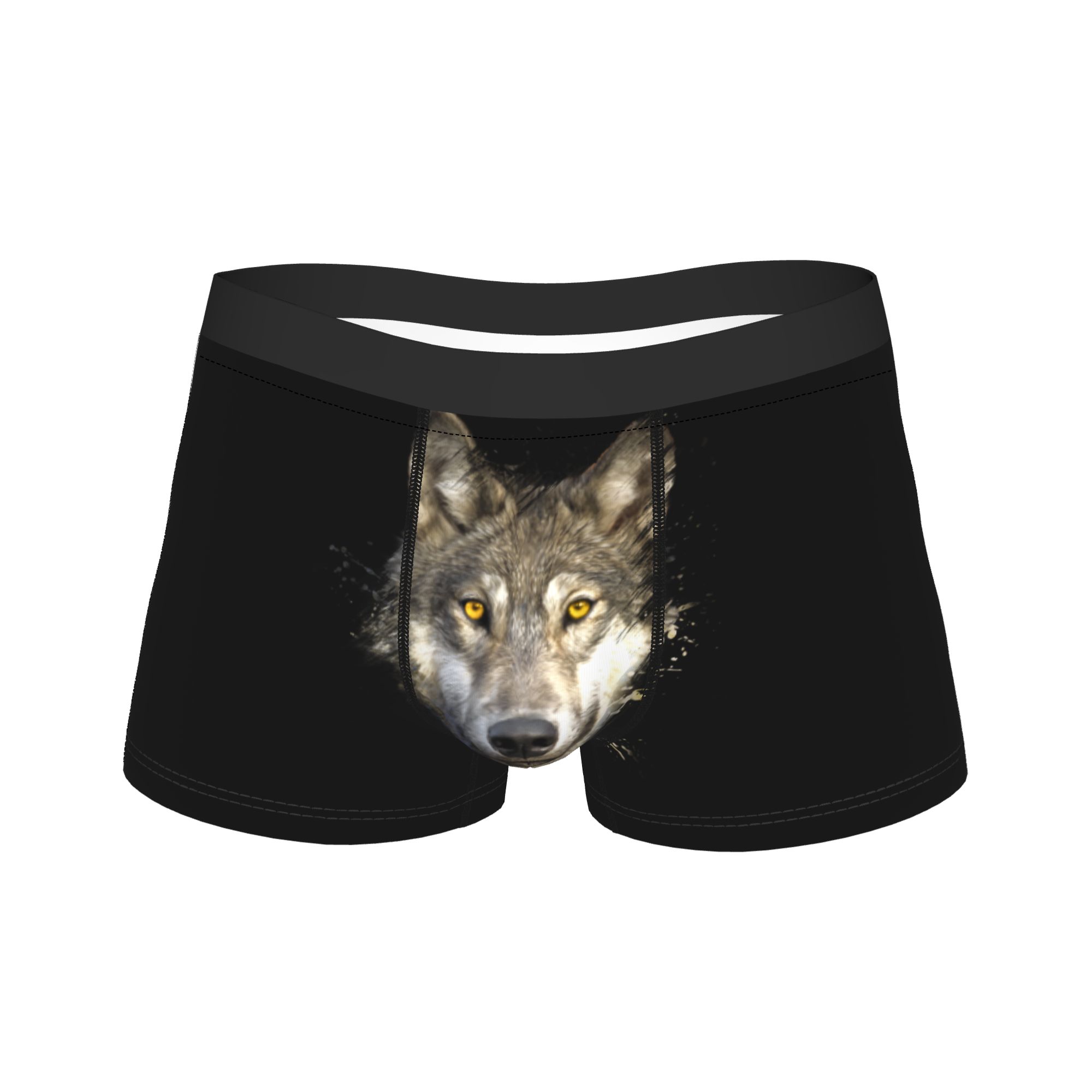 Boyshort Underwear - Men Beautiful Wolf Boxer Briefs Shorts