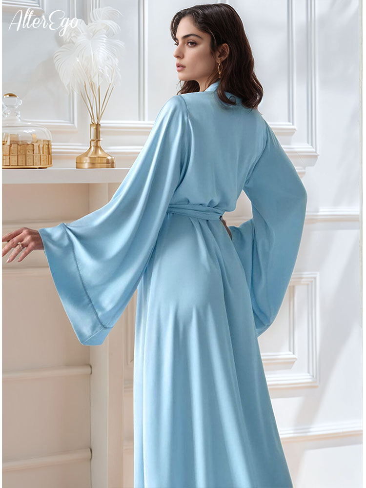 Robe Silk Women - Floor Length Bridal Kimono Beige Silk