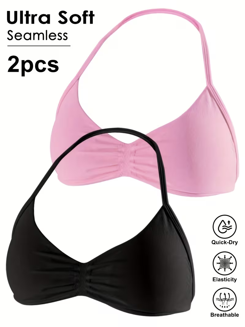 Push Up Bra Padded - 2pcs Seamless Sexy Open Back Gym
