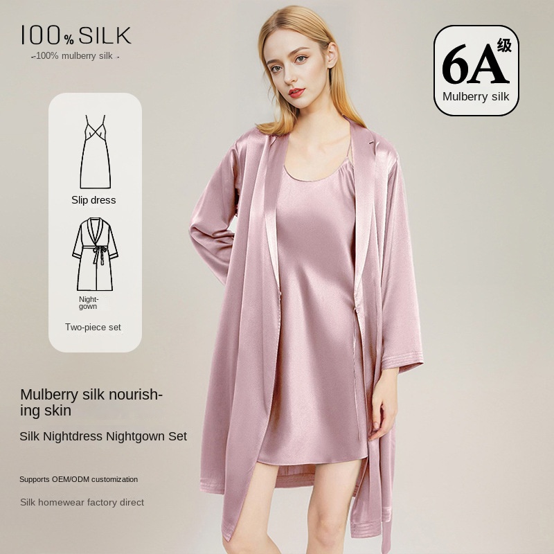 Women Elegant 100% Mulberry Si - Robe Silk Women 评论和价格