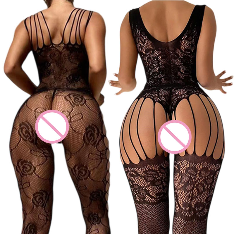 Black Crotchless Soft Stretch  - Bodystocking Fishnet 评论和价格
