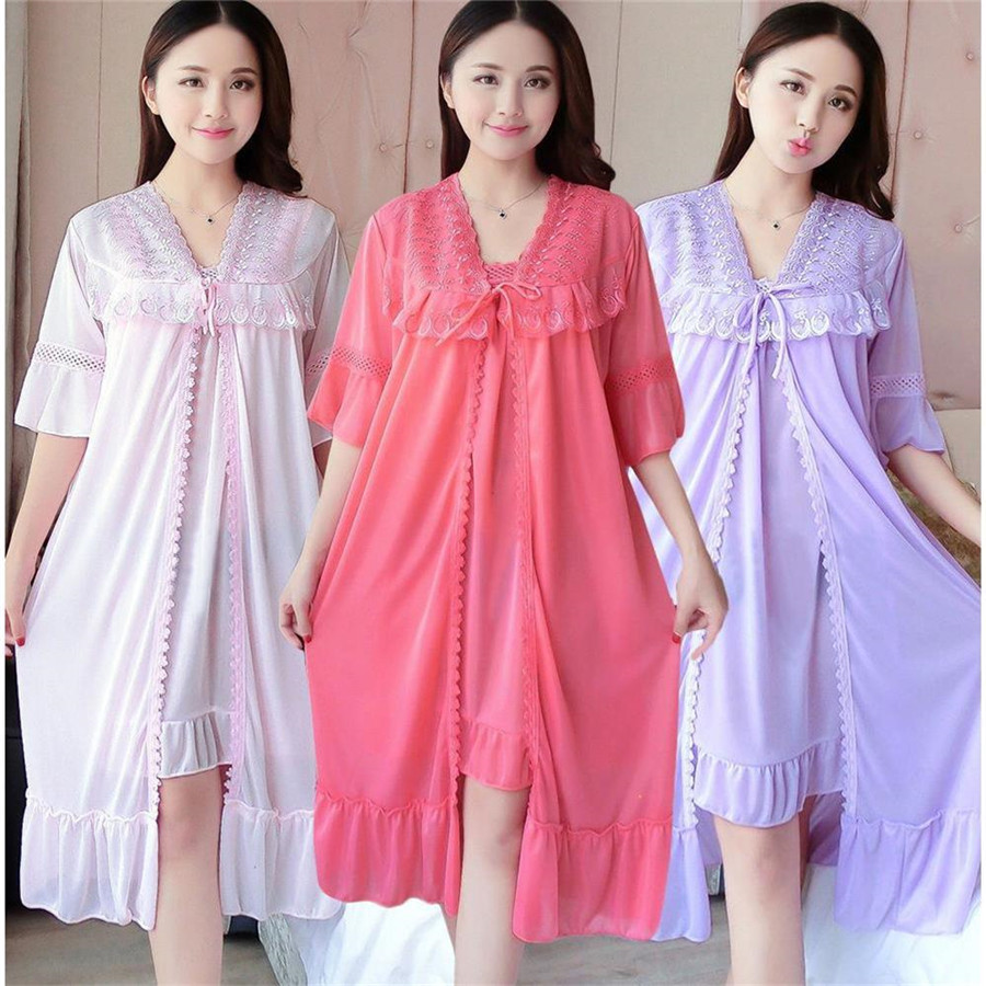 2024 Sexy V Neck Nightdress Sl - Robe Silk Women 评论和价格