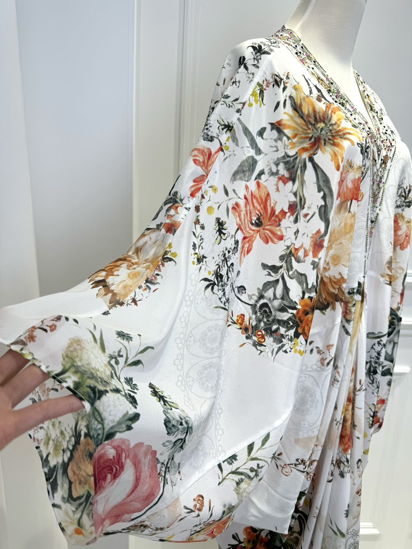 Flower Print Women White Maxi  - Robe Silk Women 评论和价格