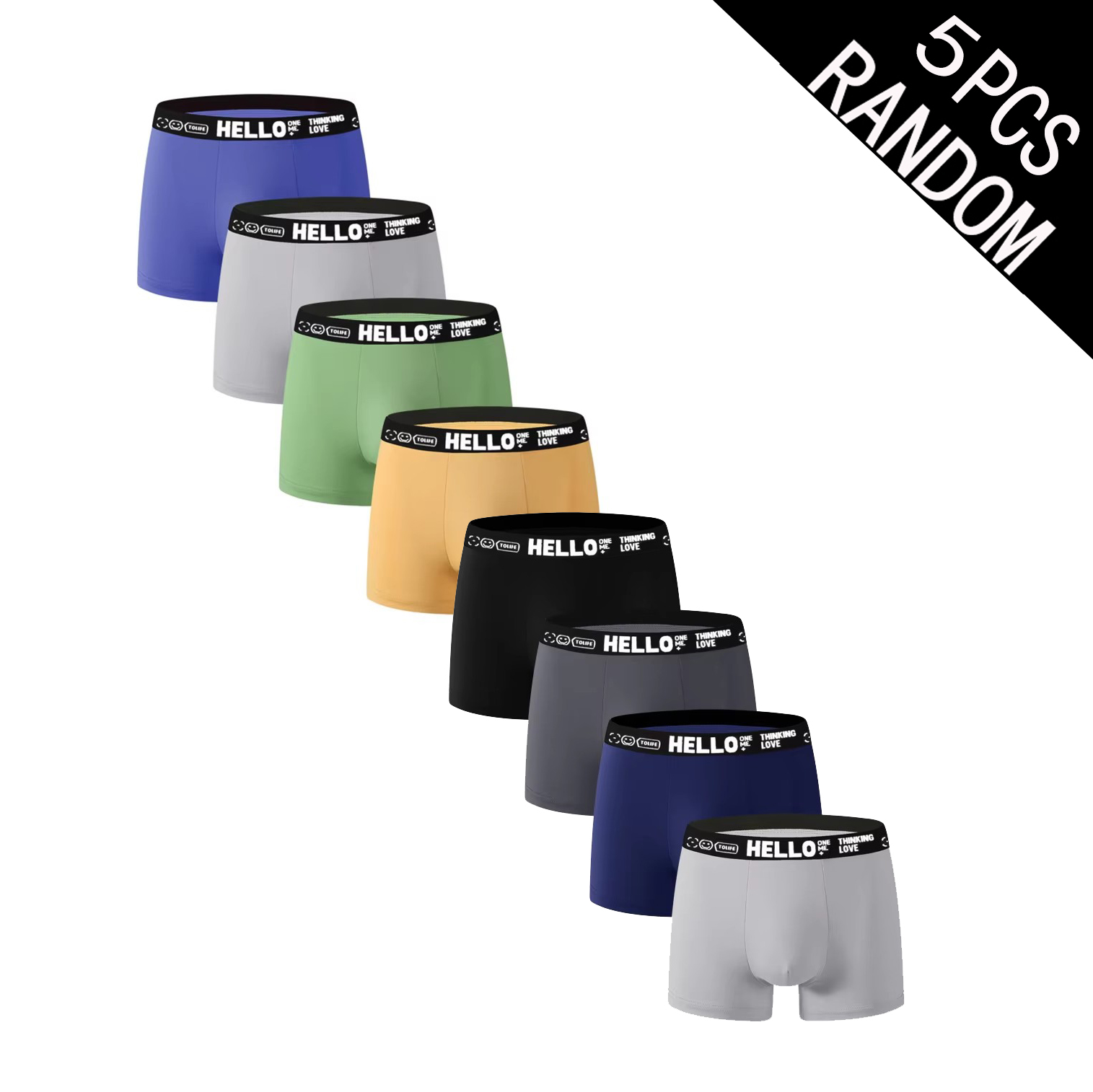 5pcs Random Men Underwear Soli - Boyshort Underwear 评论和价格