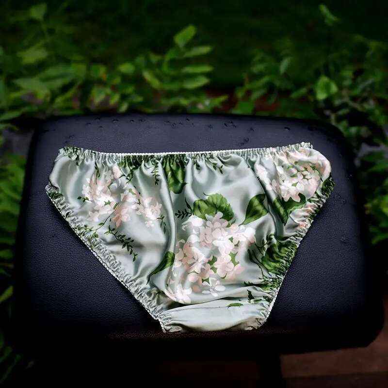 Summer Floral Print Ice Silk M - Boyshort Underwear 评论和价格
